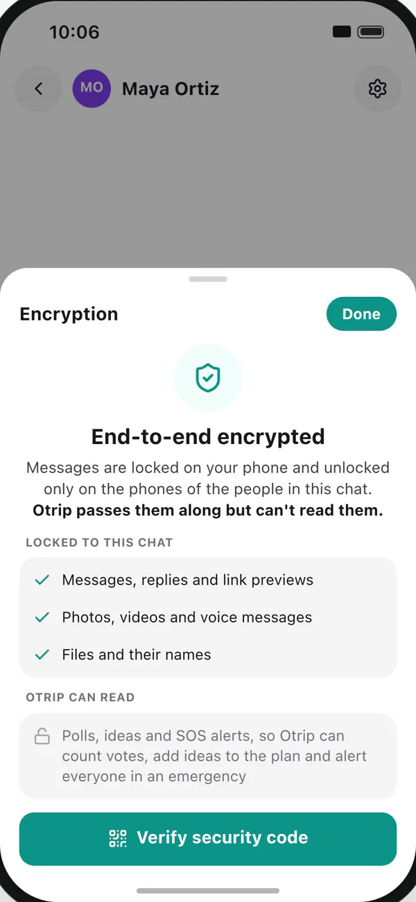 The encryption sheet: what is locked and what Otrip can read